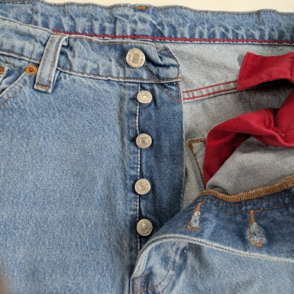 Levi Strauss 501 Men's Jeans Straight Leg Size W34 L32 Button Fly High Waist - Picture 5 of 9